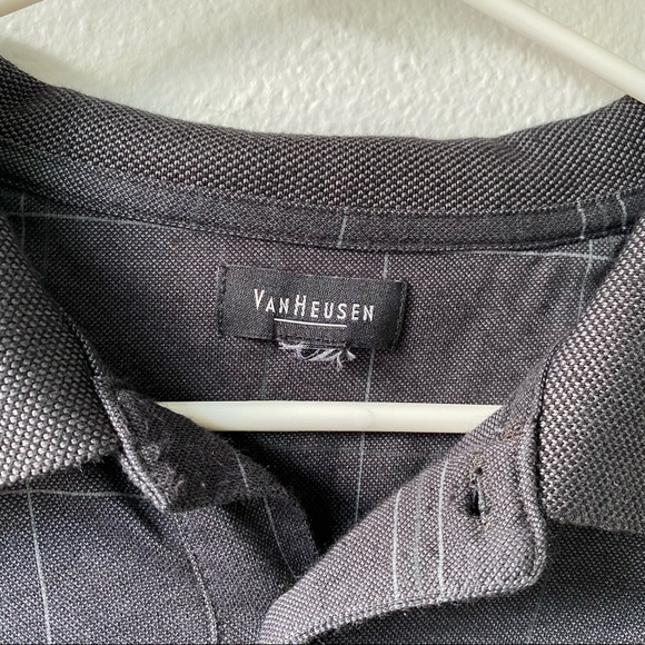 Van Heusen Grey Windowpane Polo - Picture 5 of 7